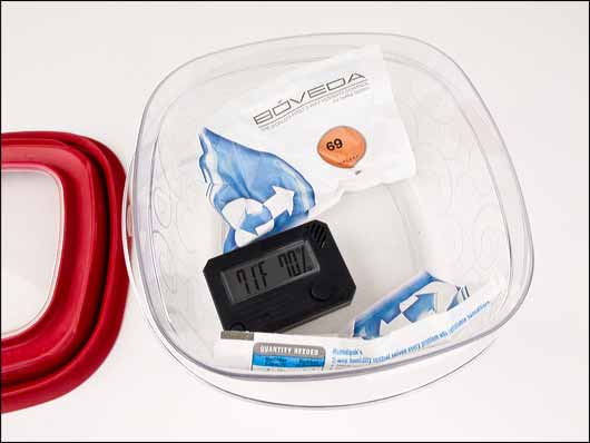 Hygrometer calibration using Boveda Humidipaks